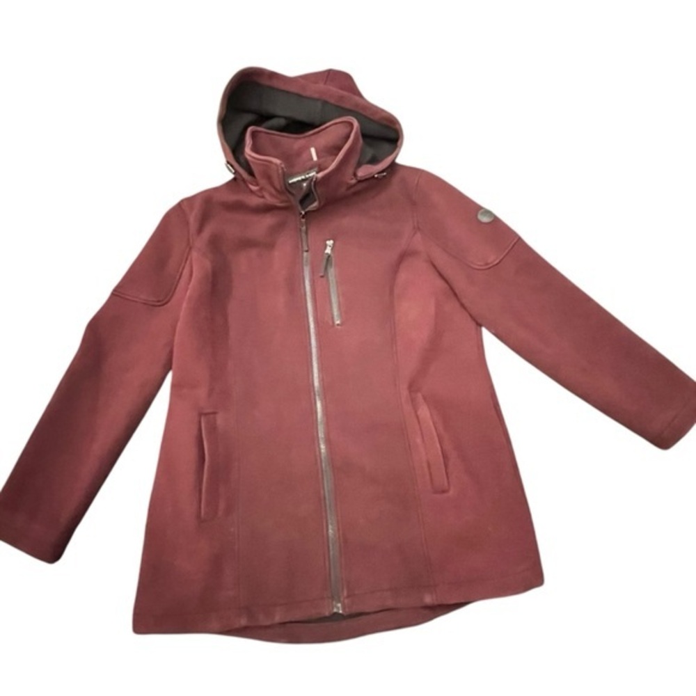 Andrew Marc Scuba Knit Hooded Zip Up Jacket Women’s XXL Burgundy Removable Hood